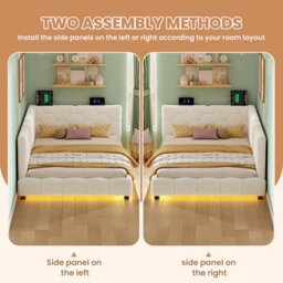 Matteo 3Ft Single Boucle Bed Frame With Smart Rgb Led Lights & Charging Station - thumbnail 7