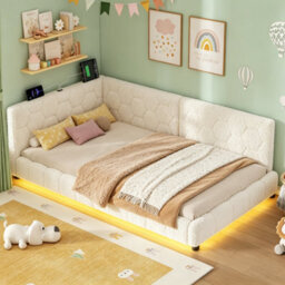 Matteo 3Ft Single Boucle Bed Frame With Smart Rgb Led Lights & Charging Station - thumbnail 3