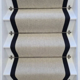 RainbowHome Herringbone Dapple Pure Wool Stair Runner With 100% Cotton Border Sample