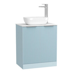 Royal Bathrooms Evora 700mm Powder Blue Fluted Floor Standing Vanity Unit 2 Door With Countertop Basin - Elva - thumbnail 4