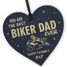 Red Ocean Motorbike Biker Bike Gift Fathers Day Gift For Dad Daddy Wooden Heart Hanging Sign