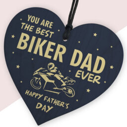 Red Ocean Motorbike Biker Bike Gift Fathers Day Gift For Dad Daddy Wooden Heart Hanging Sign - thumbnail 2