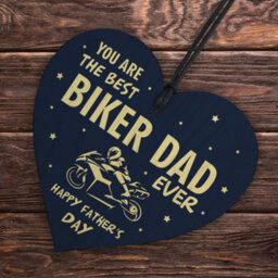 Red Ocean Motorbike Biker Bike Gift Fathers Day Gift For Dad Daddy Wooden Heart Hanging Sign - thumbnail 6