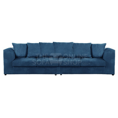Furnishings For Less UK Luxor Long Fabric Jumbo Cord 4 Seater Sofa - Scatter Back Marine Blue - image 1