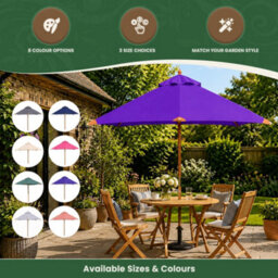 Garden Market Place The Garden Marketplace Premium 3M Hardwood Garden Parasol Umbrella Purple - thumbnail 7