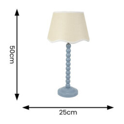 Valuelights Bobbins Powder Blue Table Lamp With Linen Scallop White Trim Shade And Led Bulb - thumbnail 4