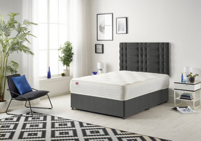 Somnior Beds Somnior Bliss Tweed Charcoal 3Ft Memory Foam Divan Bed With Mattress & Headboard - Single - image 1