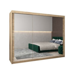 Arte Tokyo 03 Contemporary Mirrored 3 Sliding Door Wardrobe 9 Shelves 2 Rails Oak Sonoma Effect (H)2000mm (W)2500mm (D)620mm - thumbnail 1