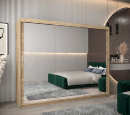 Arte Tokyo 03 Contemporary Mirrored 3 Sliding Door Wardrobe 9 Shelves 2 Rails Oak Sonoma Effect (H)2000mm (W)2500mm (D)620mm - thumbnail 2