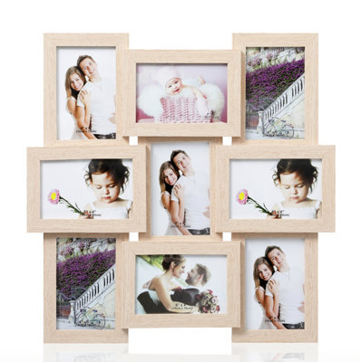 Arpan Mdf Multi Apperture Picture/photo Frame, Holds 9 X 6''x4'' Photos (Natural) - image 1