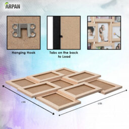 Arpan Mdf Multi Apperture Picture/photo Frame, Holds 9 X 6''x4'' Photos (Natural) - thumbnail 4