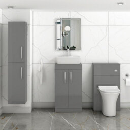 Royal Bathrooms 500mm Floor Standing Vanity Unit 2 Door Indigo Grey Gloss & Countertop Basin - Cube - thumbnail 2