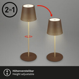 Briloner Battery Powered Brown Dimmable Rechargeable Table Lamp - thumbnail 7