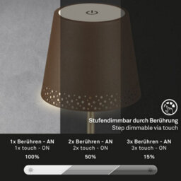 Briloner Battery Powered Brown Dimmable Rechargeable Table Lamp - thumbnail 4