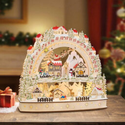 Xample Wooden Led Advent Christmas Calendar With Warm Led Lights, Alpine Winter Scene, Sliding Countdown Star,christmas Decoration - thumbnail 1