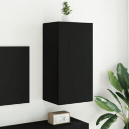 Berkfield Durable Tv Wall Cabinet With Led Lights Black 40.5X35X80 Cm - thumbnail 4