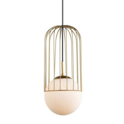 Luminosa Lighting Luminosa Modern Hanging Pendant Golden 1 Light  With Gold, White Shade, E27 - thumbnail 1