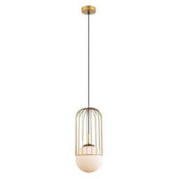 Luminosa Lighting Luminosa Modern Hanging Pendant Golden 1 Light  With Gold, White Shade, E27 - thumbnail 2