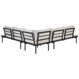 Wyld And Coco Off-White L-Shaped Corner Sofa Garden Set With Eucalyptus Coffee Table, 5-Seater, Weather-Ready - thumbnail 6