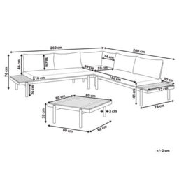 Wyld And Coco Off-White L-Shaped Corner Sofa Garden Set With Eucalyptus Coffee Table, 5-Seater, Weather-Ready - thumbnail 4