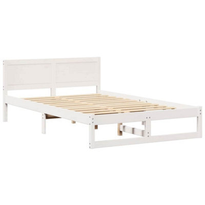 Berkfield Modern Bed Frame White Wood 120 X 200 Cm Durable Minimalist Bed Frame