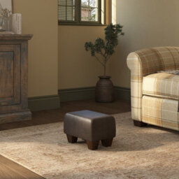 Dark Brown Mahogany Wood Chunky Legs Italian Leather Small Footstool  Handmade Uk By Footstools Direct - thumbnail 1