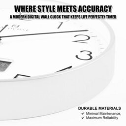 ATEK 12 Inch Silent Wall Clock With Date And Day Temperature Day Of Week Lcd Display For Living Room Lcd Digital Wall Clock Battery - thumbnail 5