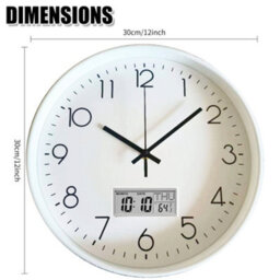 ATEK 12 Inch Silent Wall Clock With Date And Day Temperature Day Of Week Lcd Display For Living Room Lcd Digital Wall Clock Battery - thumbnail 7