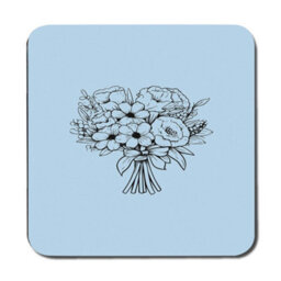 Benjamin Tate Design Designer Floral Placemat And Coaster Set In Light Blue With Wood Base Fine Art Print Edition - thumbnail 3