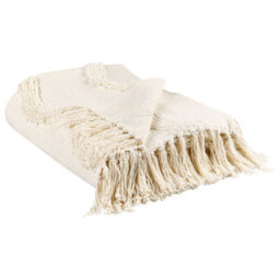 Beliani Blanket Khari Cotton 125 X 150 Cm Light Beige