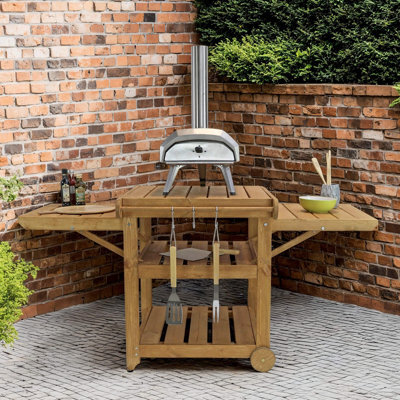 Garden Bbq Table Outdoor Cooking Wooden Foldable Table By Zest Outdoor Living - image 1