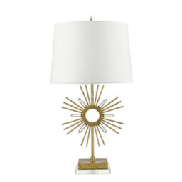 Elegant Square Table Lamp With Cream Shade And Distressed Gold Finish - Led Compatible