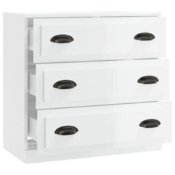 Berkfield Sideboard High Gloss White 70X35.5X67.5 Cm Engineered Wood - thumbnail 3