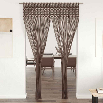 Berkfield Macrame Curtain Taupe 140X240 Cm Cotton - image 1
