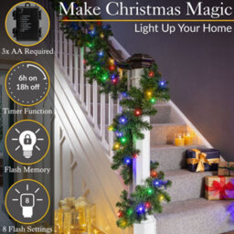 Christow Christmas Indoor/outdoor Battery Led String Lights Green Cable Multi Colour - 50 - thumbnail 4
