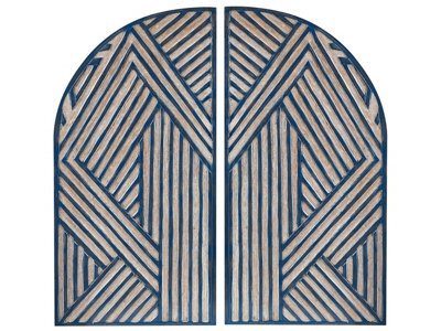 Wyld And Coco Window-Shaped Wall Decor Dark Blue With Pale Timber Edges, Lacquered Mdf, 40 X 2 X 80 Cm - image 1
