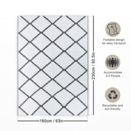 Relsy Large Black & White Garden Rug For Patio & Outdoor Area, Reversible Chevron Lightweight Design, 160 X 230Cm - thumbnail 4