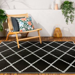 Relsy Large Black & White Garden Rug For Patio & Outdoor Area, Reversible Chevron Lightweight Design, 160 X 230Cm - thumbnail 8