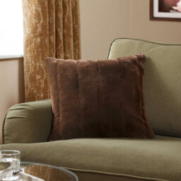 Paoletti Empress Faux Fur Cushion Cover, Brown, 45 X 45Cm - thumbnail 1
