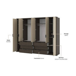 Arte Mola 274Cm Hinged Door Wardrobe - Oak Dunin & Beige, Epic Storage For Shared Bedrooms - thumbnail 6