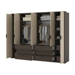 Arte Mola 274Cm Hinged Door Wardrobe - Oak Dunin & Beige, Epic Storage For Shared Bedrooms - thumbnail 4