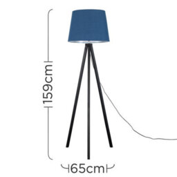Valuelights Barbro Black Tripod Floor Lamp With Navy Tapered Shade And Bulb - thumbnail 6