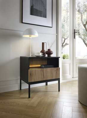 Arte Sento Bedside Cabinet (H)560mm (W)540mm (D)390mm With Drawer And Led Lighting - image 1