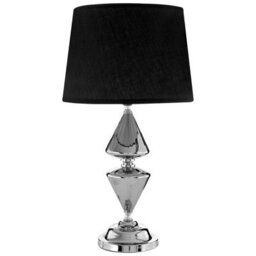 Orsina Geometric Black Shade Table Lamp, Decorative Lamp With Chrome Base, Stylish Bedside Light For Modern Homes