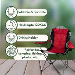 Redwood Leisure Redwood High Back Padded Camping Armchair - Red - thumbnail 7