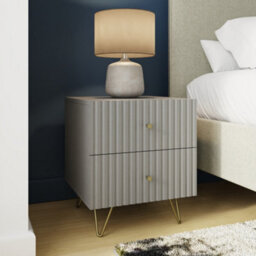 Gfw Thalia Ribbed 2 Drawer Bedside Table Grey - thumbnail 2