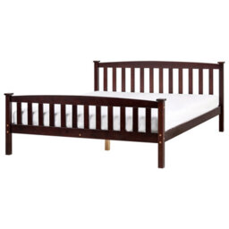 Beliani Bed Pine Wood Giverny 160 X 200 Cm (Eu King Size) Dark Brown - thumbnail 1