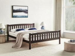 Beliani Bed Pine Wood Giverny 160 X 200 Cm (Eu King Size) Dark Brown - thumbnail 2