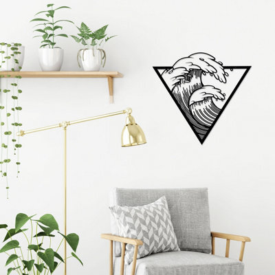 Decortie Modern Metal Wall Art Sea Theme Home Ornament Decorative Minimalist Design Hanging Wall Sculpture, Black - image 1