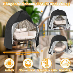 Outdoor Protective Cover, Hanging Egg Chair Patio Garden Furniture 231 200Cm, Black - thumbnail 2